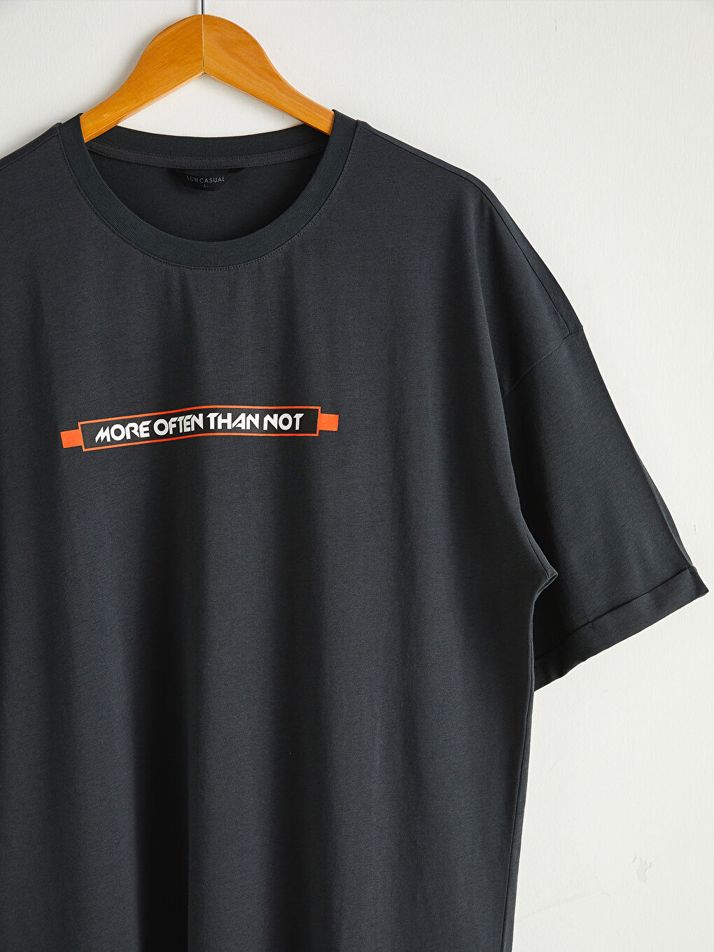 Tricou Supradimensionat Imprimat cu Guler Rotund-2