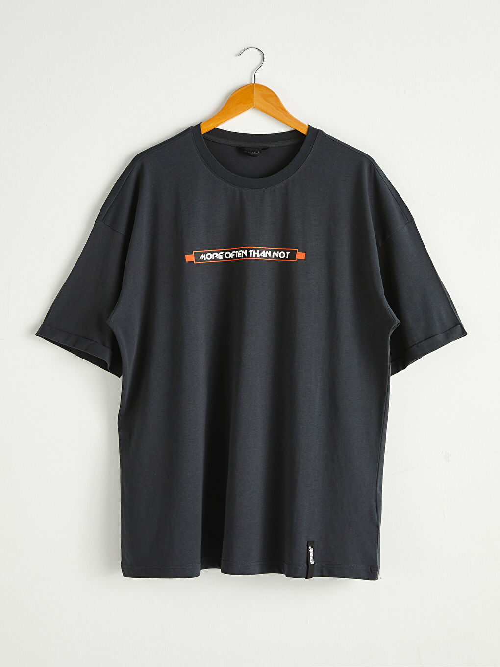 Tricou Supradimensionat Imprimat cu Guler Rotund