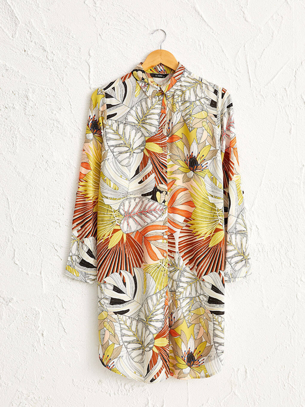 Patterned Long Sleeve Viscose Women's Shirt Tunic