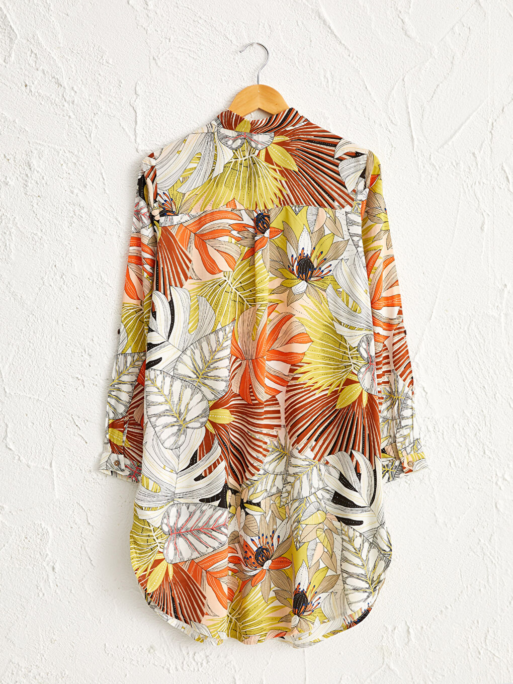 Patterned Long Sleeve Viscose Women's Shirt Tunic-1