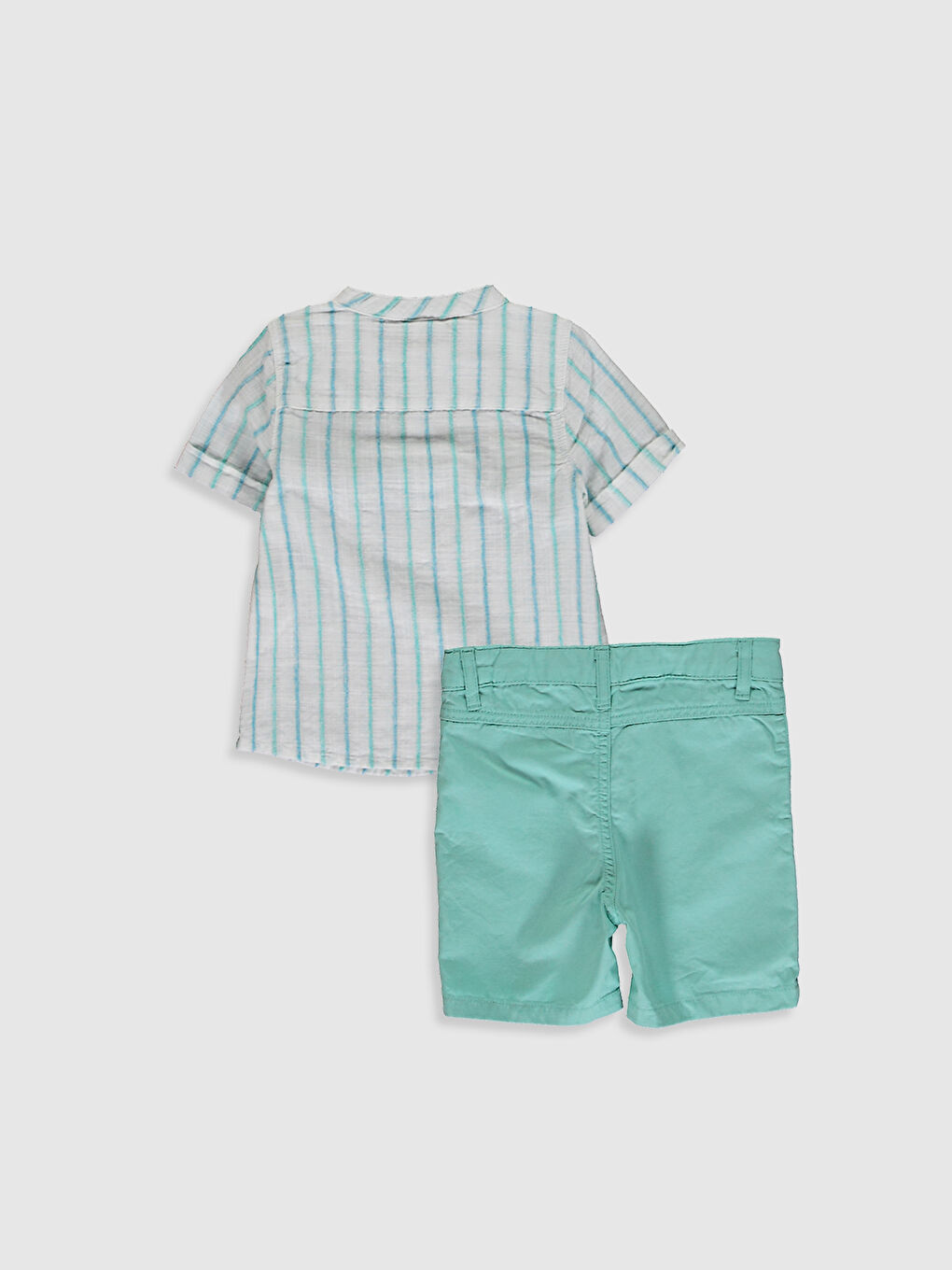 Mavi Erkek Bebek Gömlek ve Şort-1
