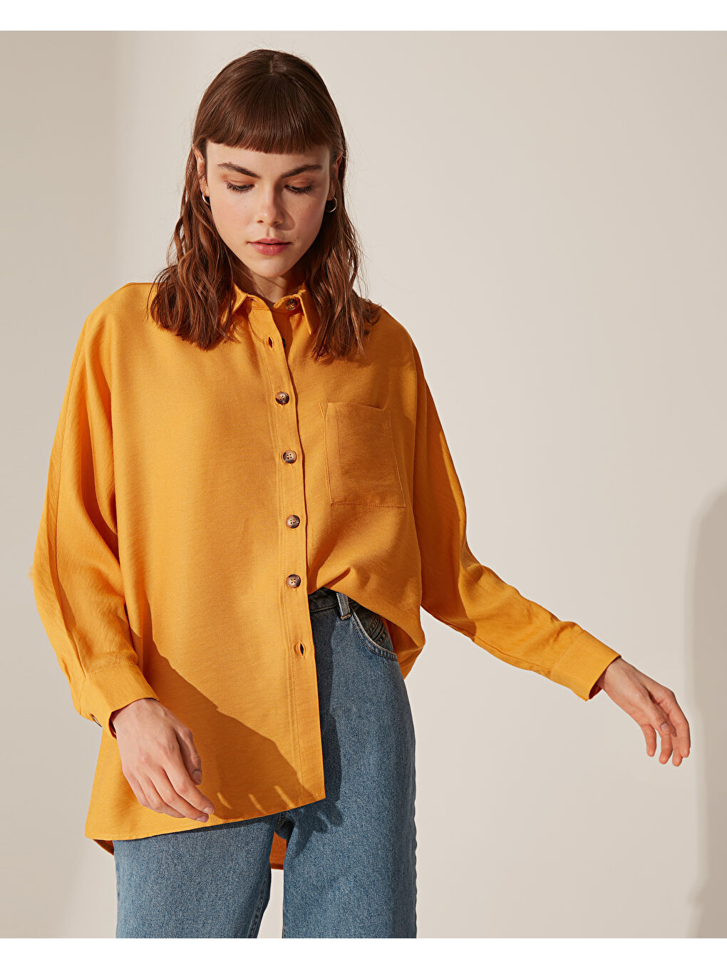 Рубашка Женская Свободного Кроя С Длинным Рукавом-1