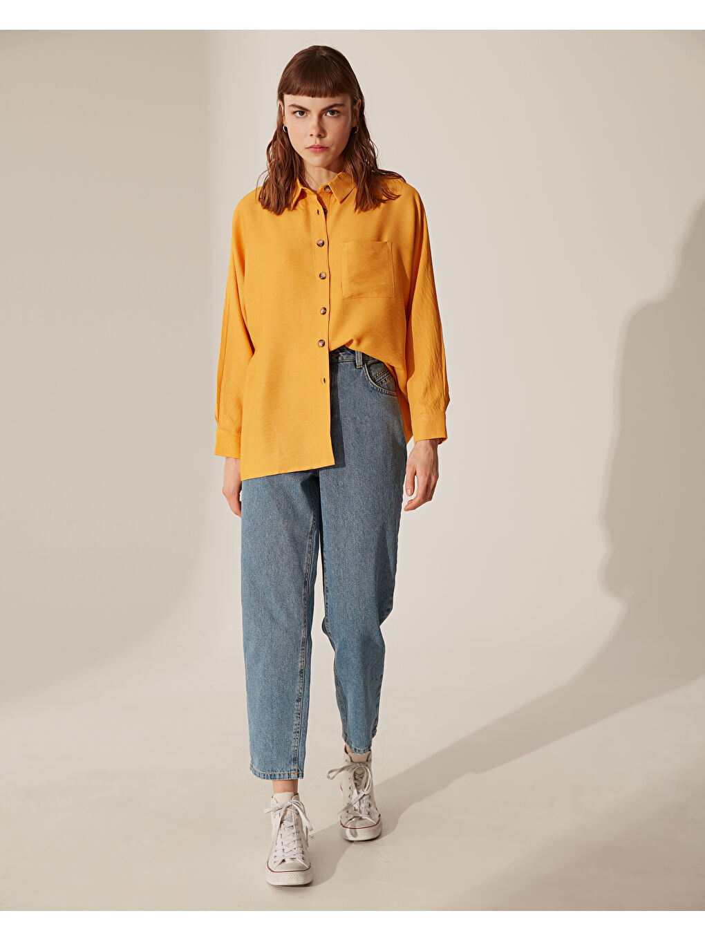 Рубашка Женская Свободного Кроя С Длинным Рукавом-2