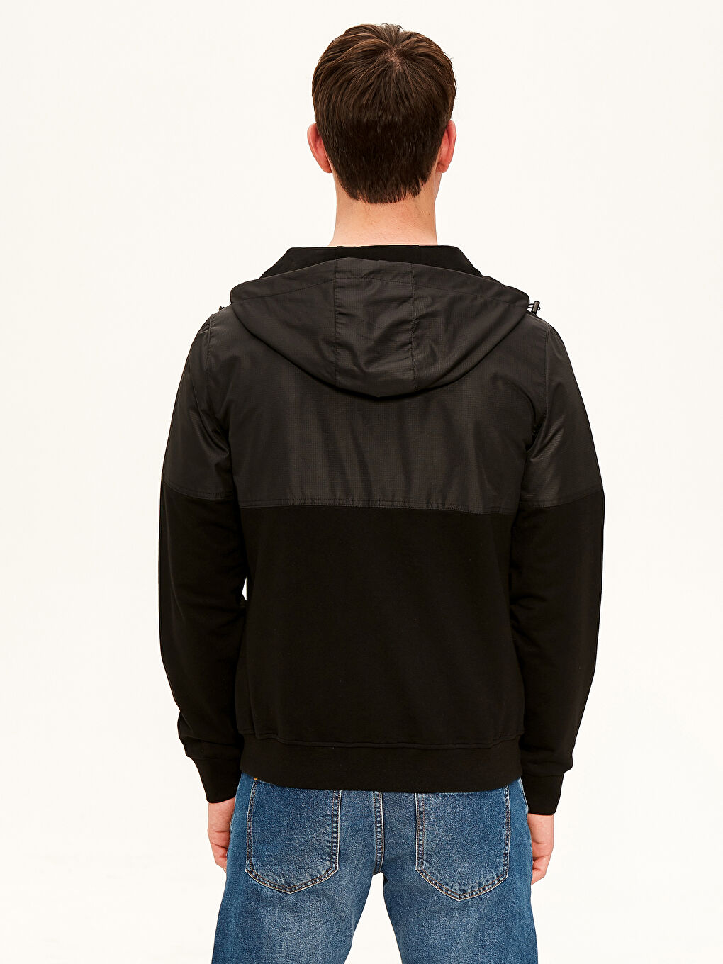 Siyah Slim Fit Kapüşonlu Erkek Yağmurluk-3