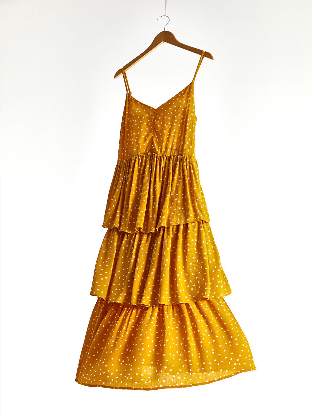 Ruffle Detailed Polka Dot Chiffon Dress-3