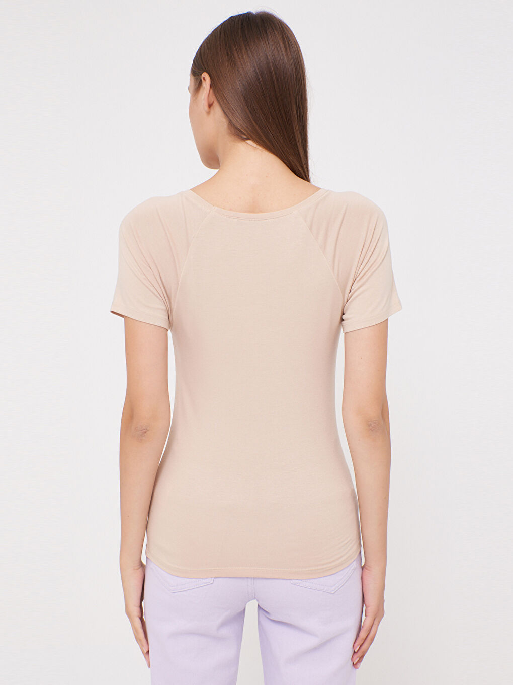 U-Neck Plain Cotton T-Shirt-7