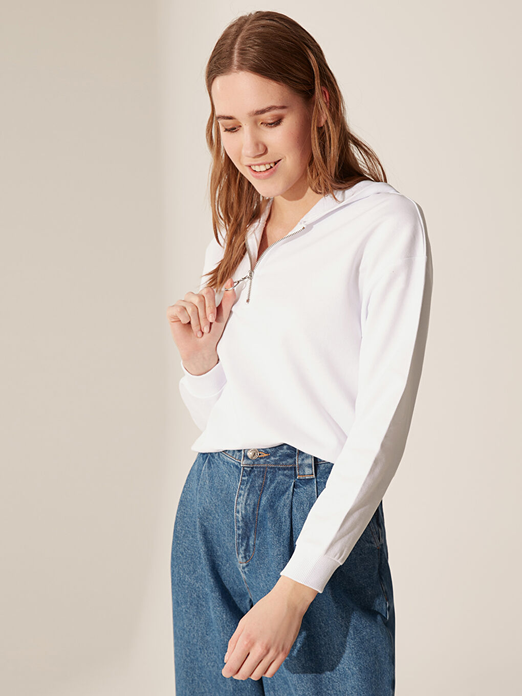 Sweatshirt à capuche uni à manches longues pour Femmes