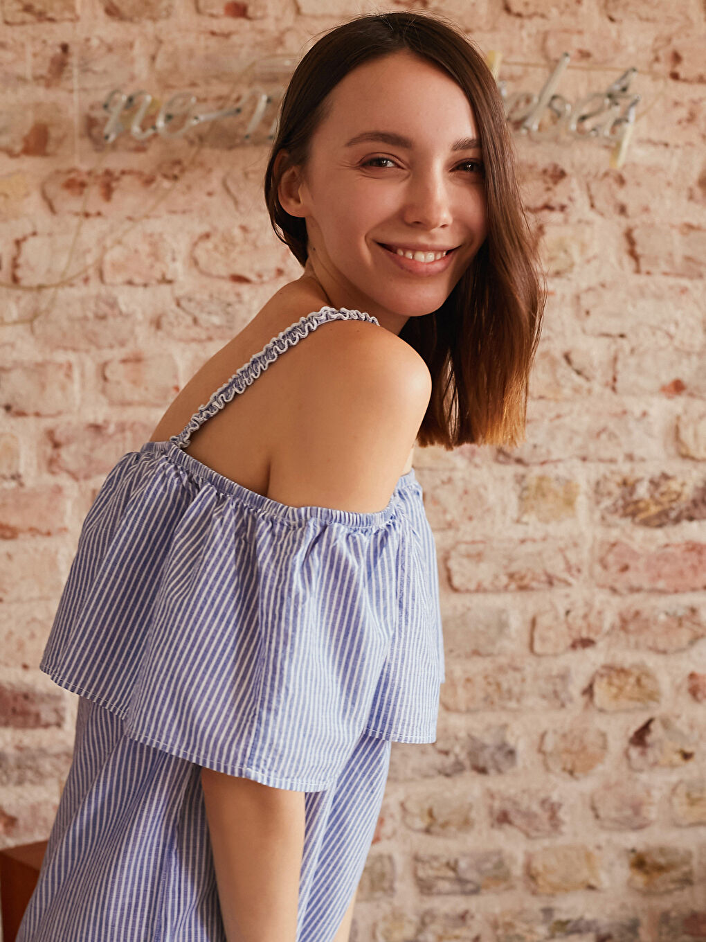 Lacivert Standart Fit Kolsuz Poplin Kadın Elbise-1