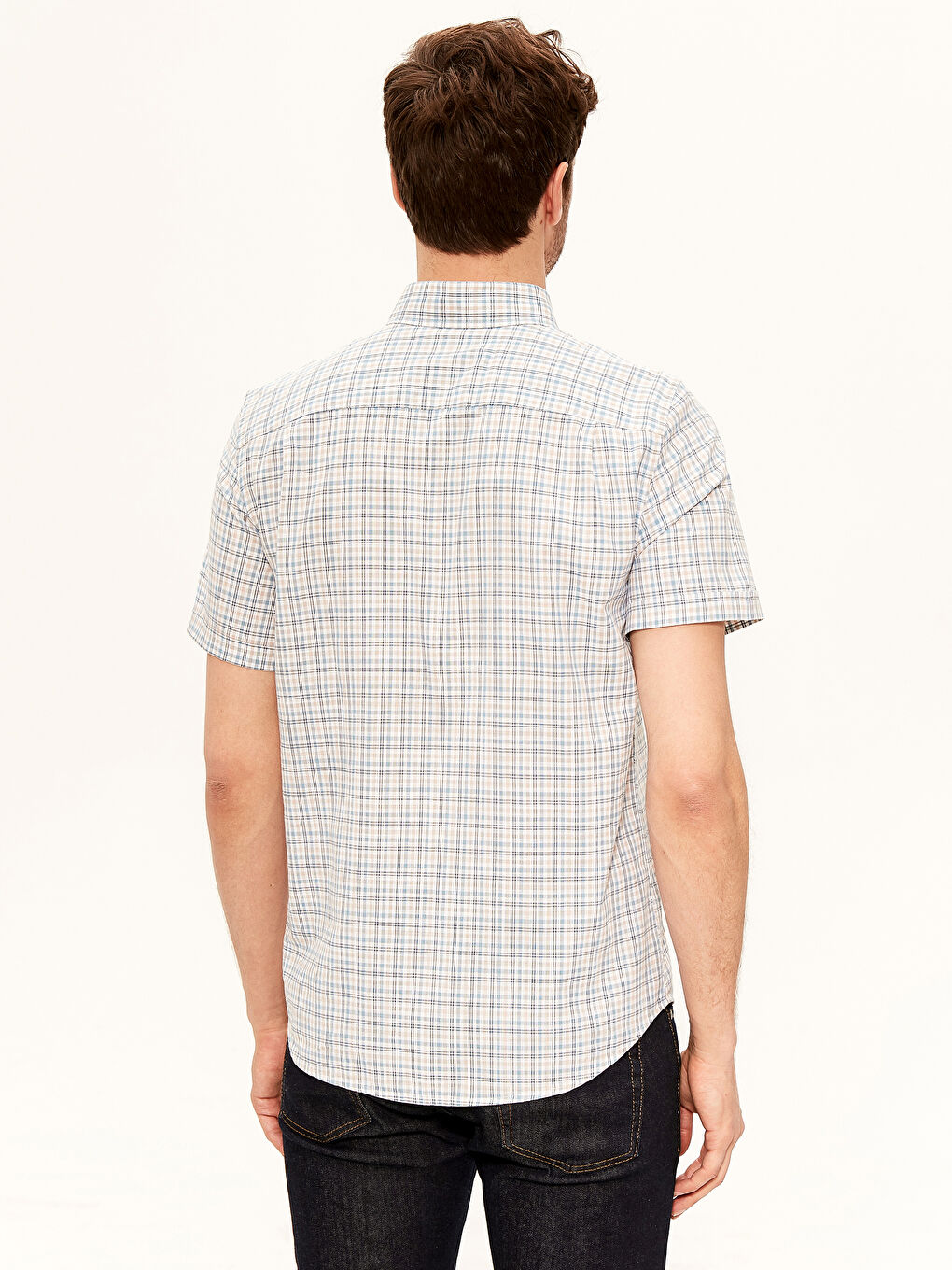 Bej Poplin Erkek Gömlek-3