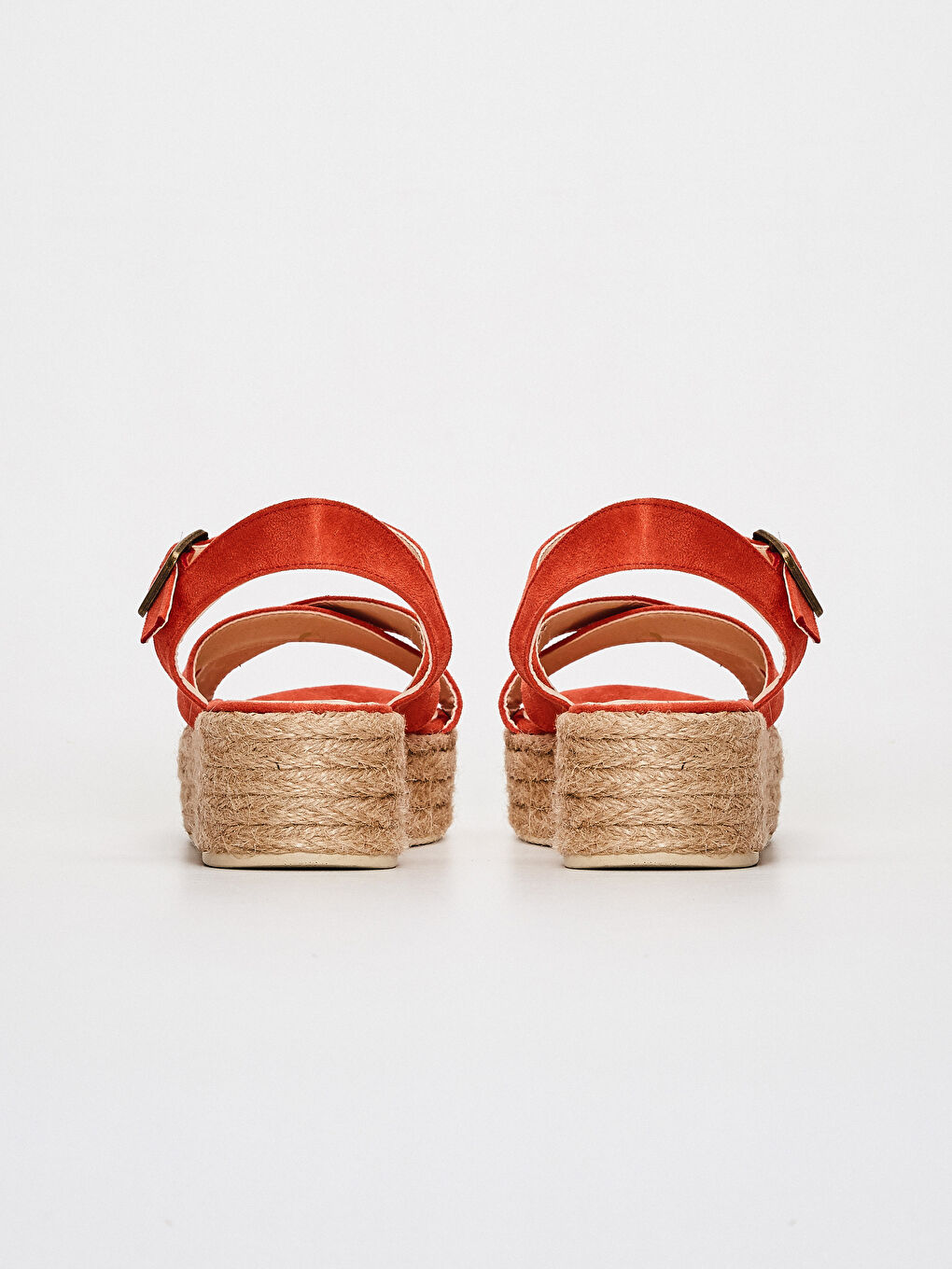 Kırmızı Kadın Süet Dolgu Topuk Sandalet -4
