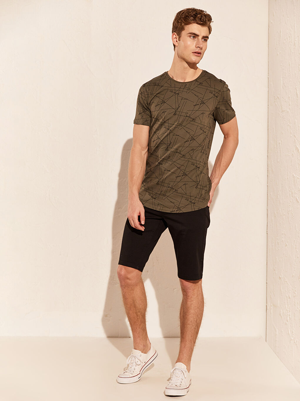 Haki Penye Erkek Tişört-3