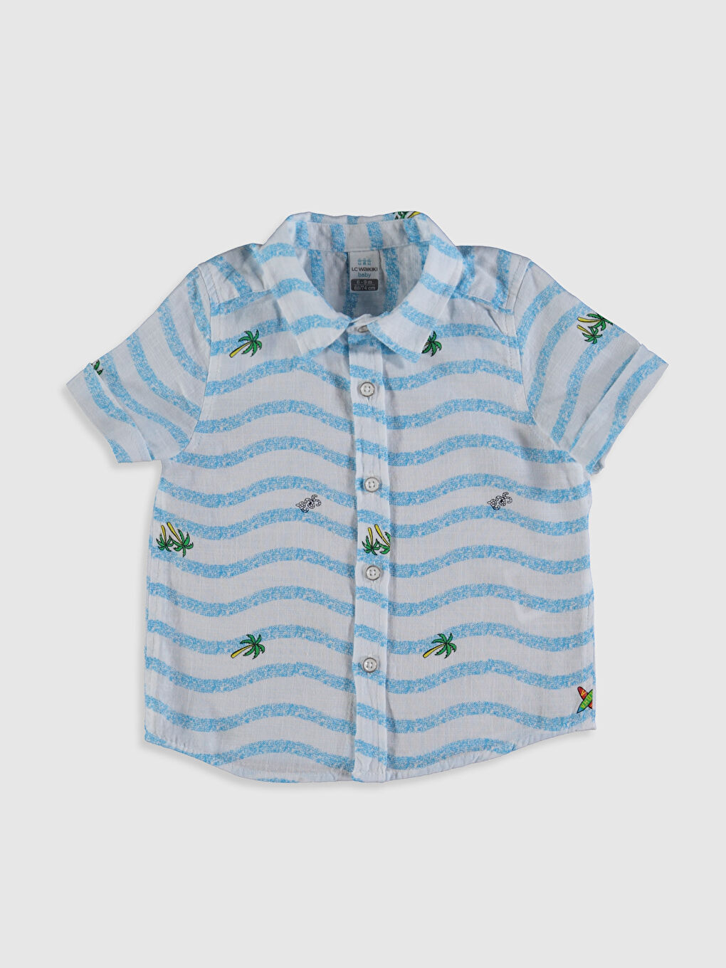 Mavi Erkek Bebek Baskılı Gömlek