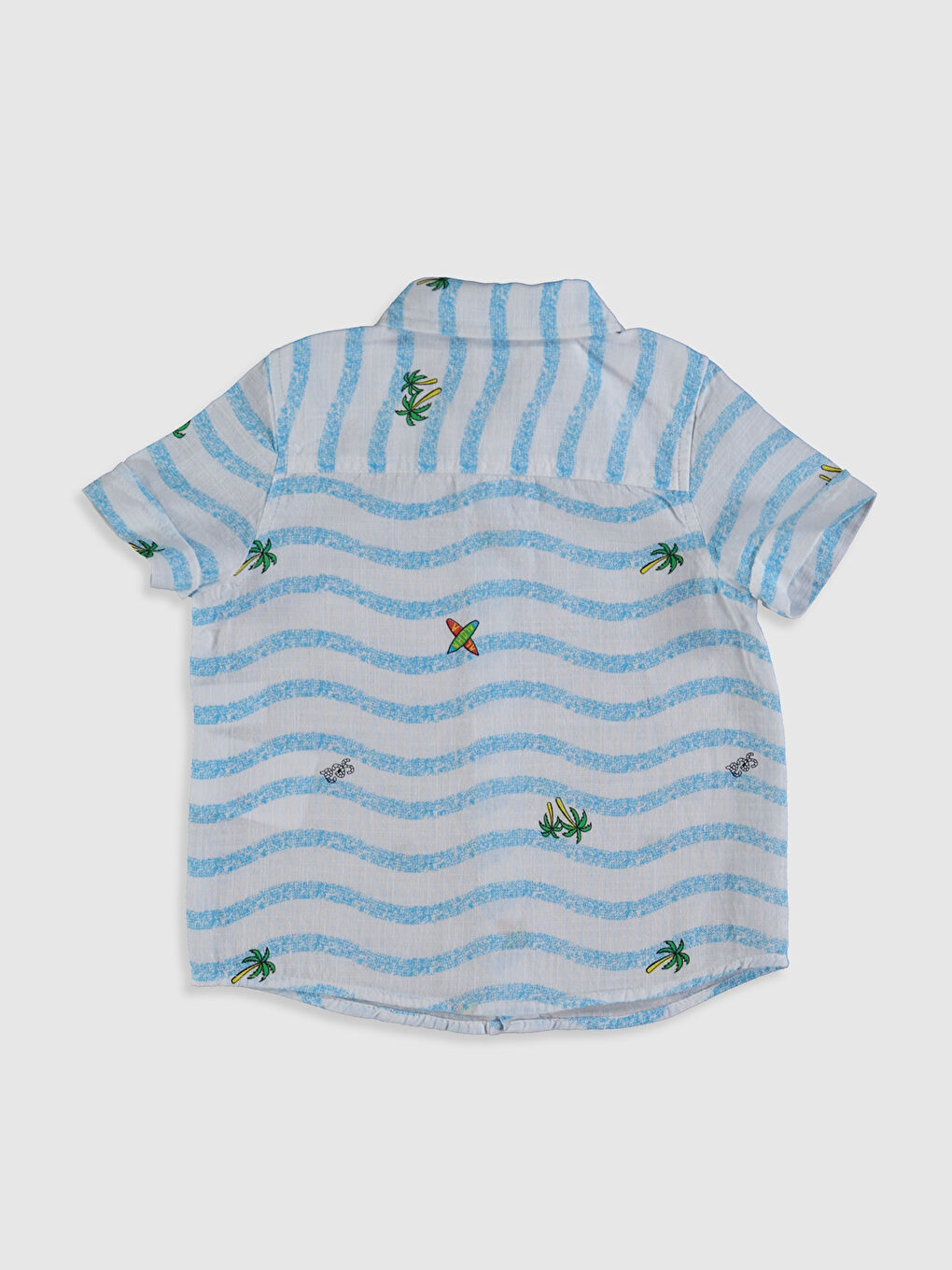 Mavi Erkek Bebek Baskılı Gömlek-1