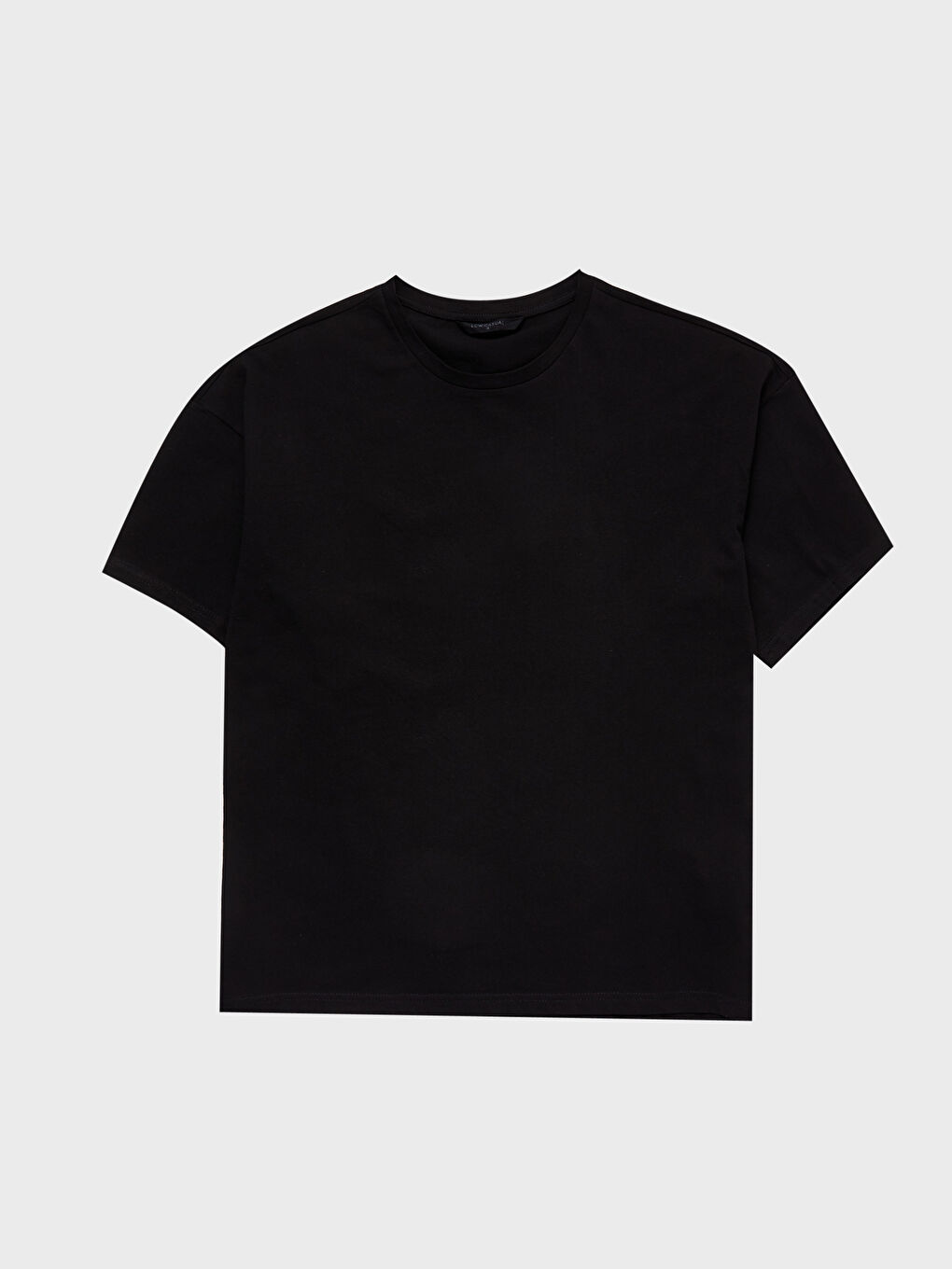 Siyah Bisiklet Yaka Penye Erkek Tişört-1