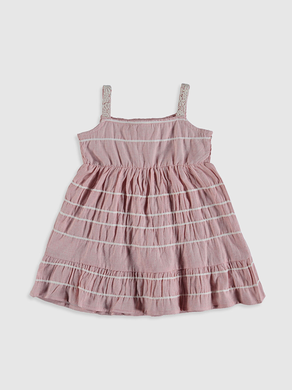 Kırmızı Kısa Kollu Kız Bebek Elbise-1