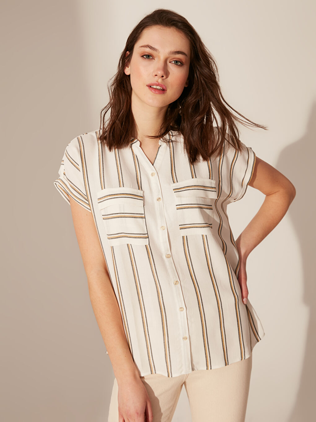 Женщины Бежевый Рубашка