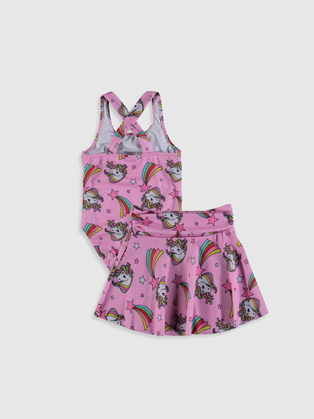 Pembe Kız Çocuk Mayo ve Etek-1