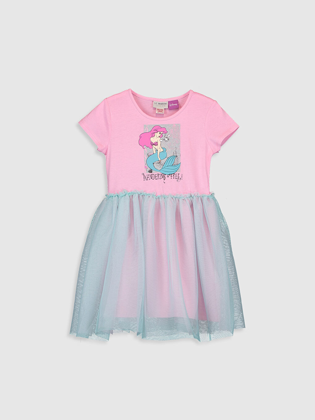 Rochie de Bumbac cu Imprimeu Sirenă pentru Fete