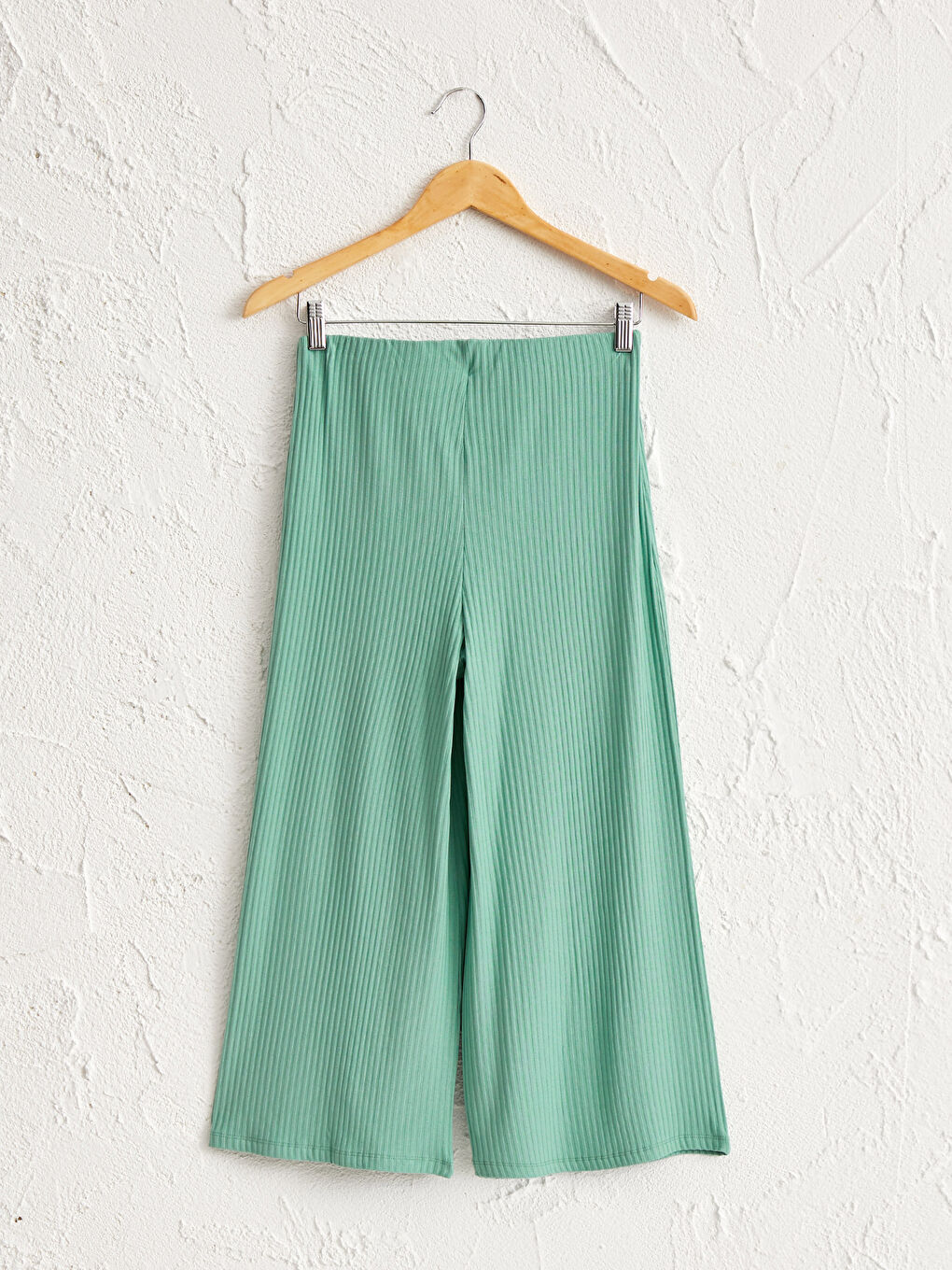 Elastic Waist Loose Leg Stretch Trousers-1