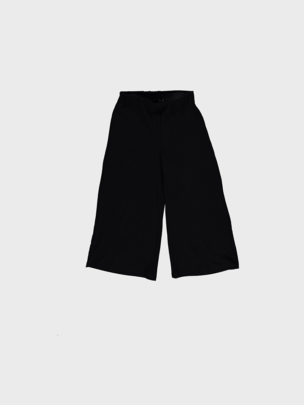 Siyah Beli Lastikli Geniş Paça Esnek Pantolon-1