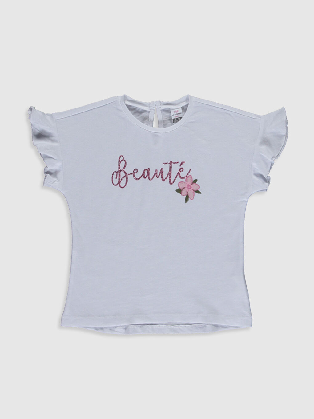 Beyaz Kız Bebek Baskılı Tişört ve Etek-2