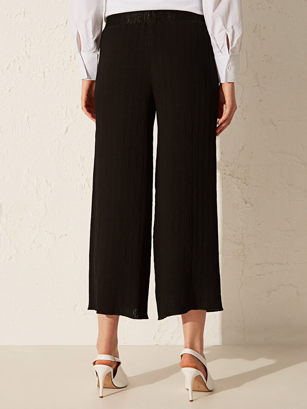 Ankle Length Elastic Waist Palazzo Pants-5