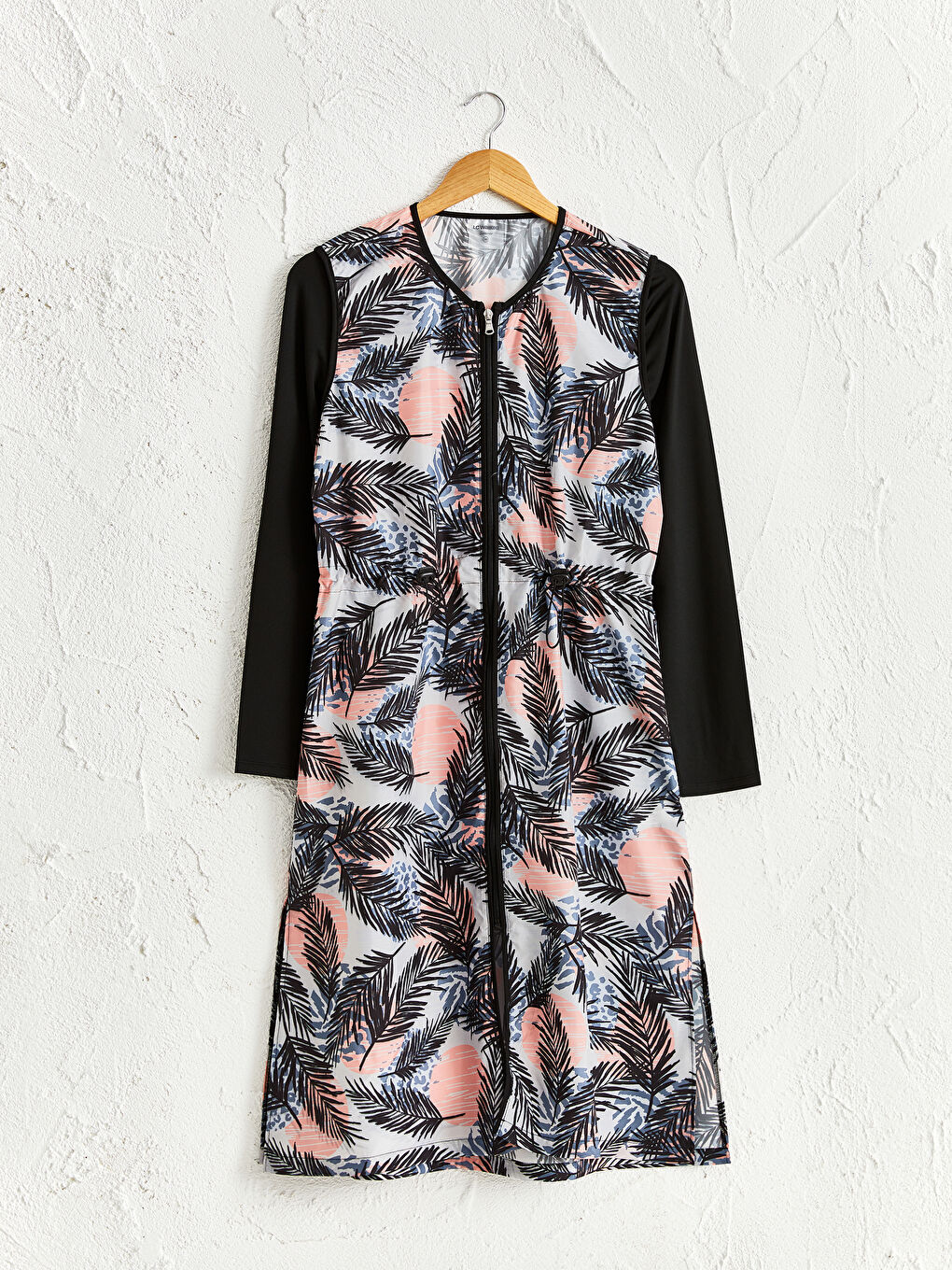 Siyah Tesettür Yüzme Uzun Kollu Kadın Tunik Üst