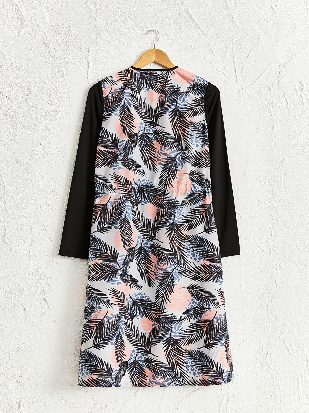 Siyah Tesettür Yüzme Uzun Kollu Kadın Tunik Üst-1