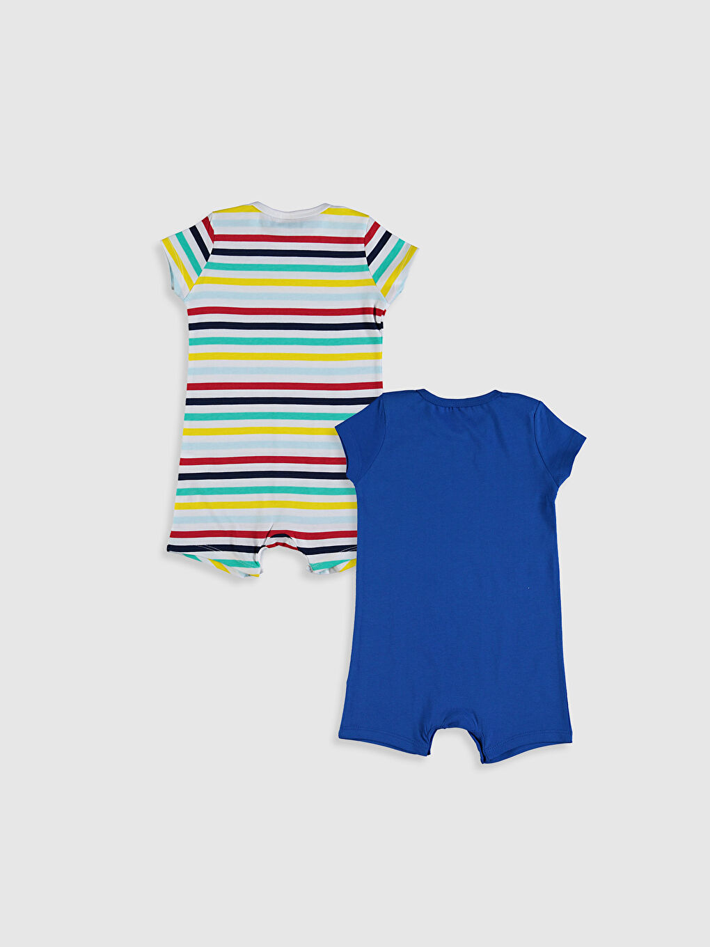 Mavi Bisiklet Yaka Kısa Kol Pamuklu Erkek Bebek Tulum 2'li-1