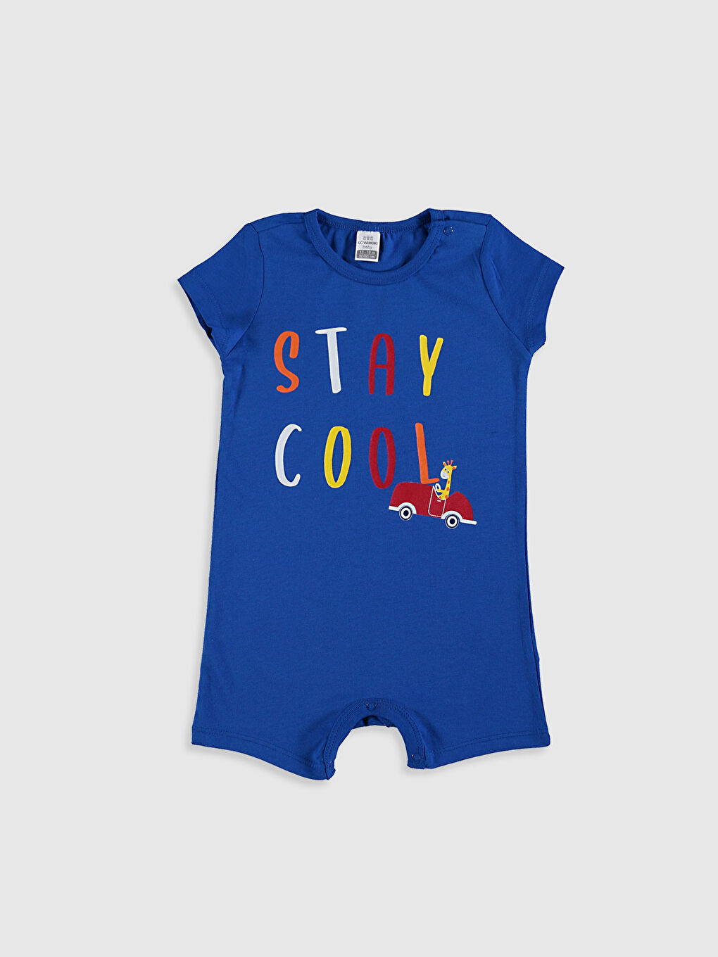 Mavi Bisiklet Yaka Kısa Kol Pamuklu Erkek Bebek Tulum 2'li-2