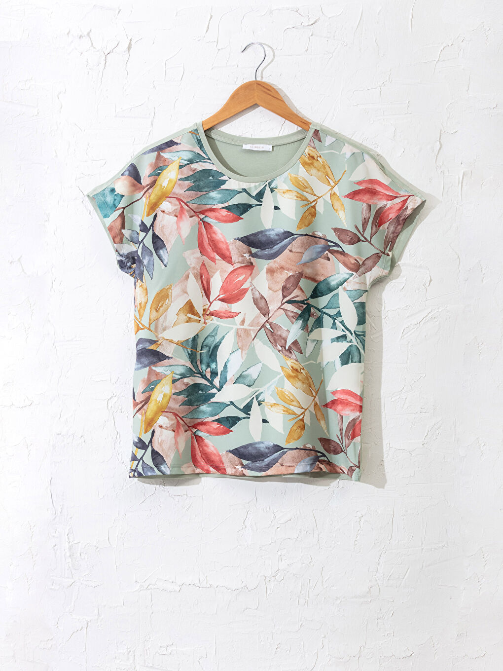 Yeşil Bisiklet Yaka Baskılı Kısa Kollu Kadın Tişört-2