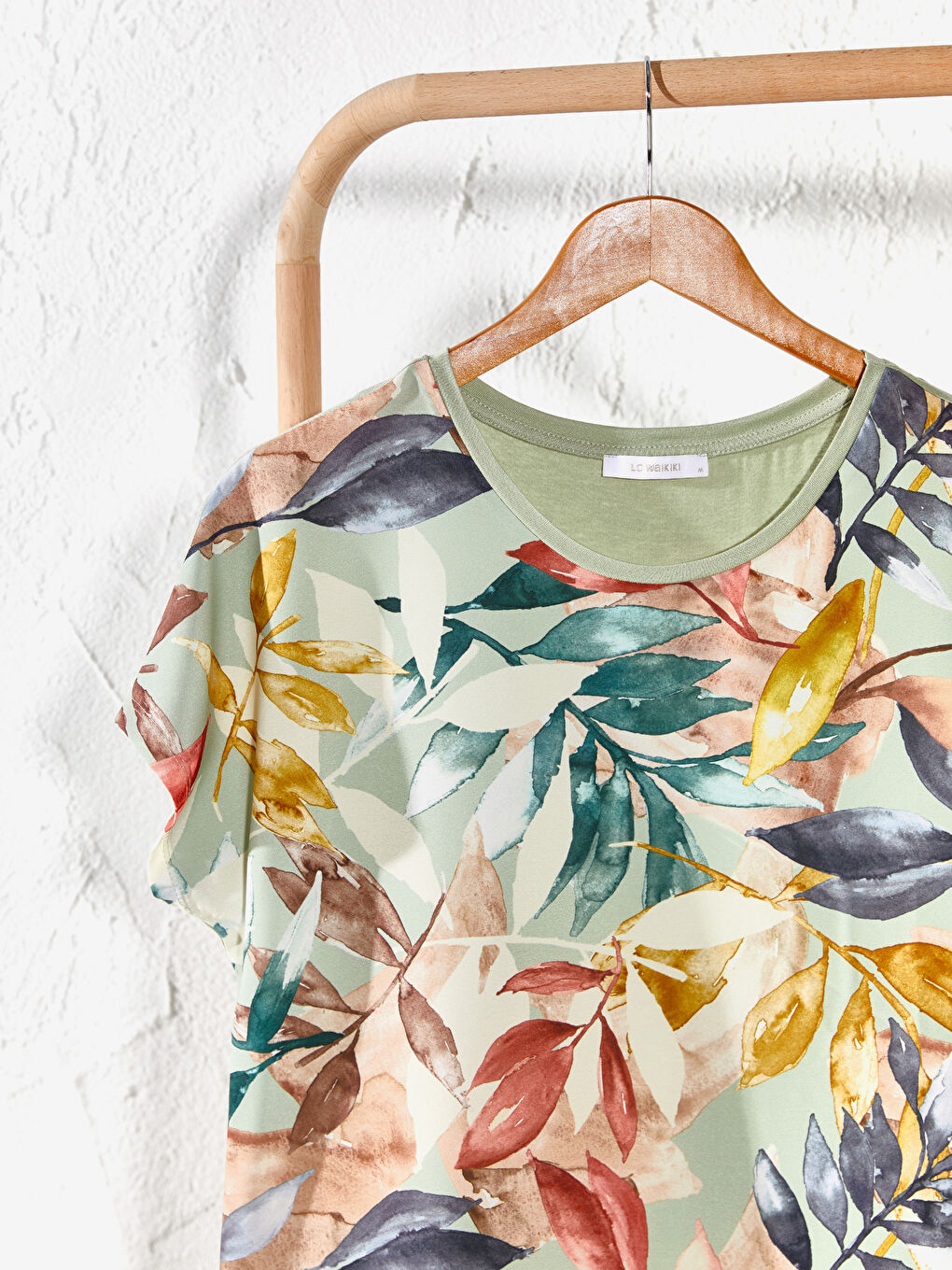 Yeşil Bisiklet Yaka Baskılı Kısa Kollu Kadın Tişört-6