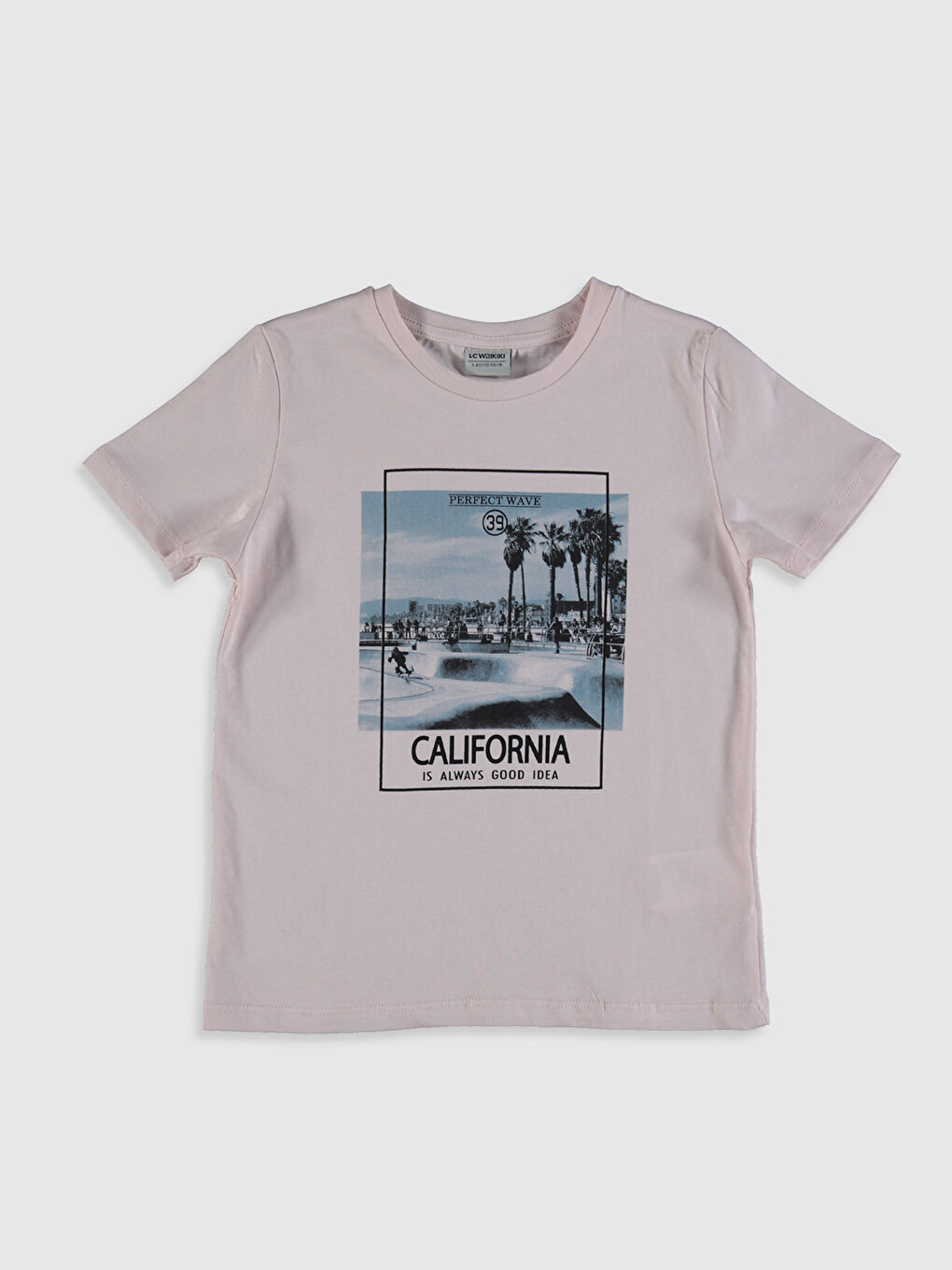 Pembe Bisiklet Yaka Kısa Kollu Erkek Çocuk Tişört