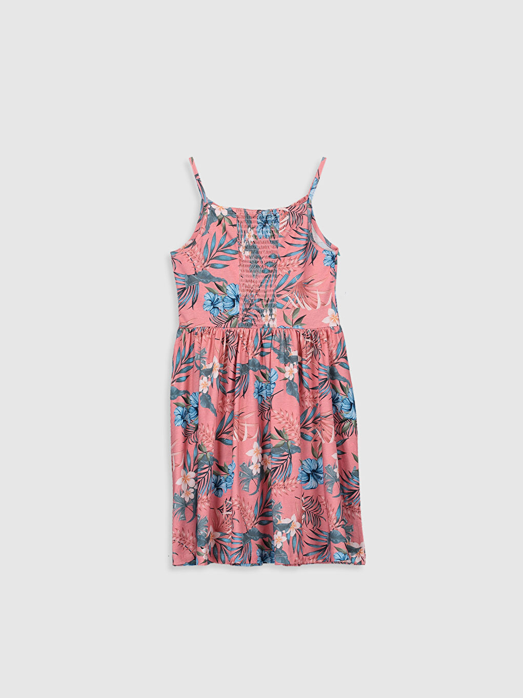 Mercan Kız Çocuk Desenli Pamuklu Elbise  Aile Kombini-1