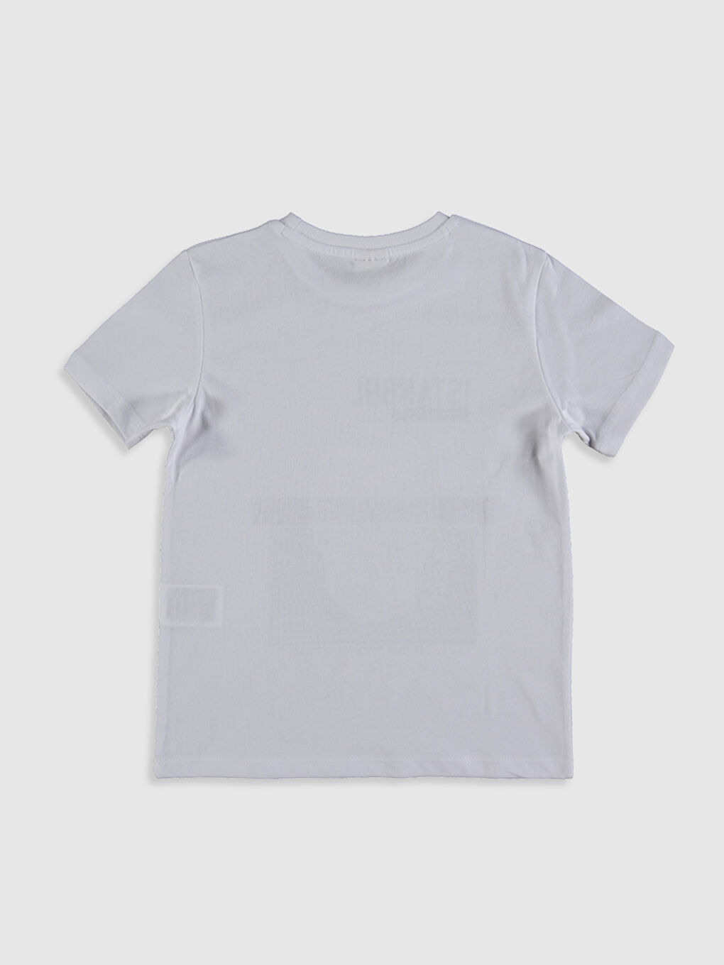 Beyaz Bisiklet Yaka Kısa Kollu Erkek Çocuk Tişört-1