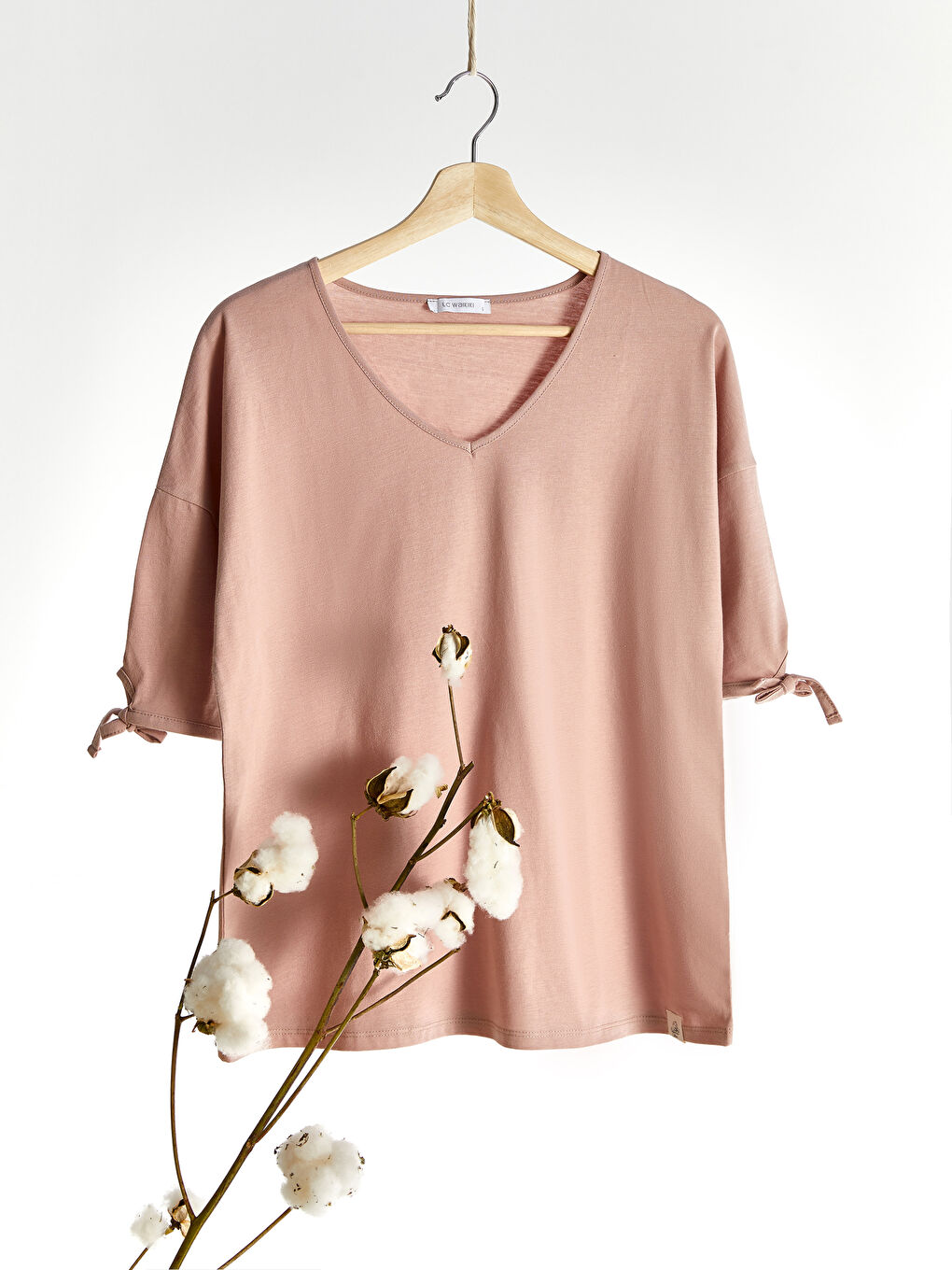 V-Neck Plain Loose Fit T-Shirt