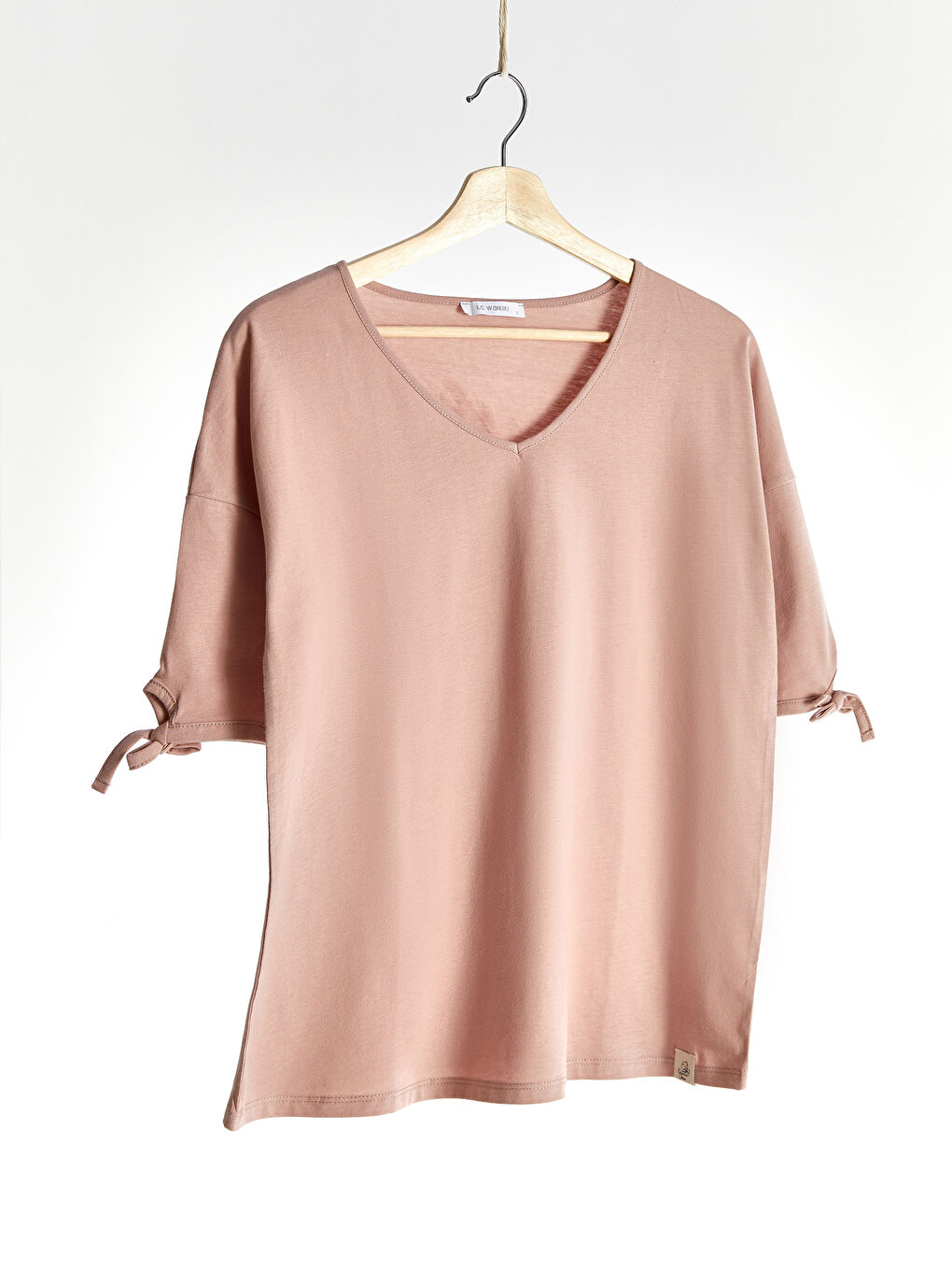 V-Neck Plain Loose Fit T-Shirt-2