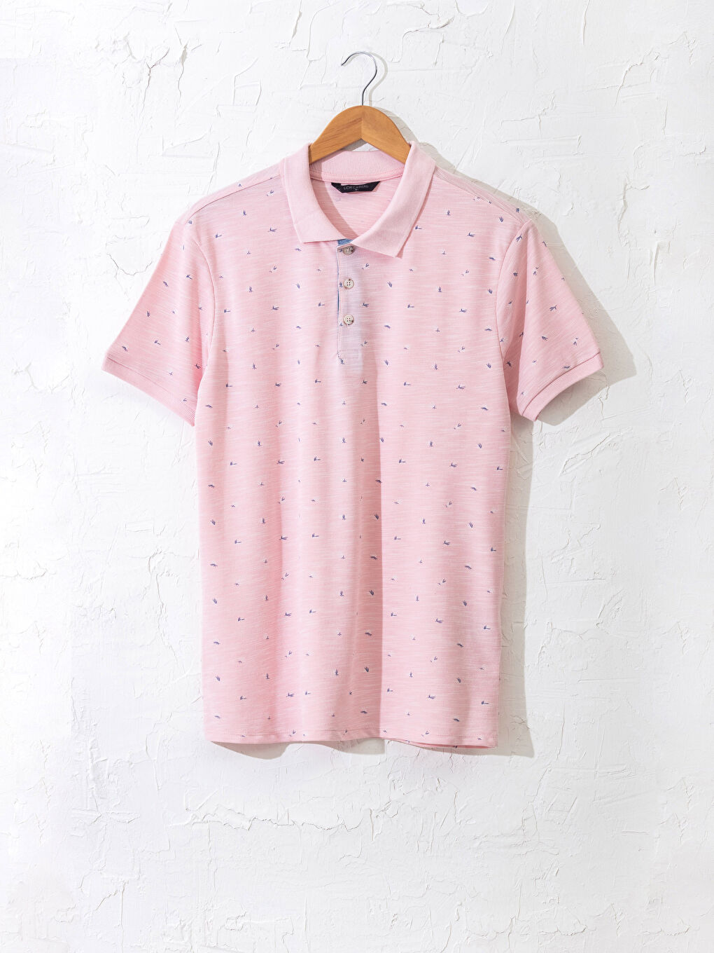 Pembe Polo Yaka Desenli Tişört  Aile Kombini