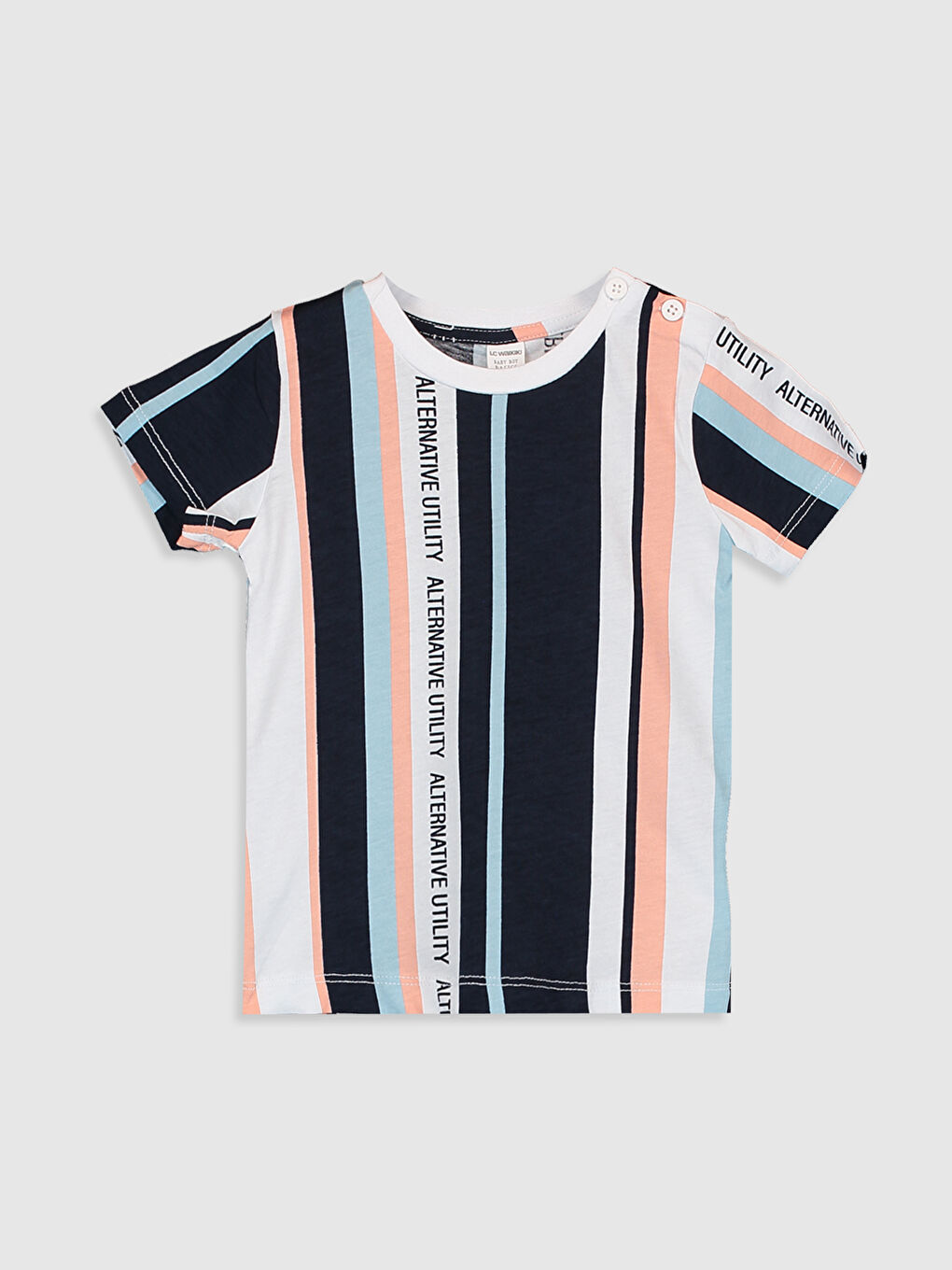 Lacivert Erkek Bebek Çizgili Pamuklu Tişört Baba Oğul Kombini