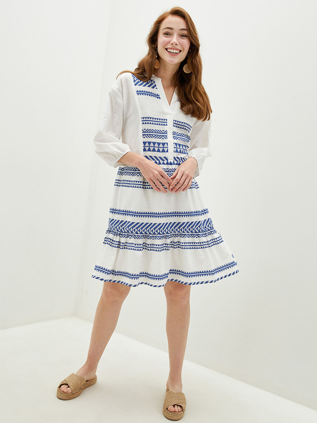 Bej Kadın Hakiki Deri Çapraz Bant Hasır Terlik-1