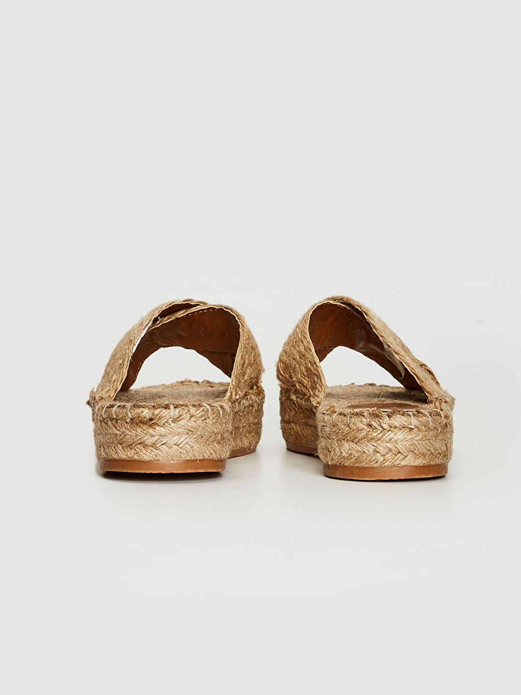 Bej Kadın Hakiki Deri Çapraz Bant Hasır Terlik-7