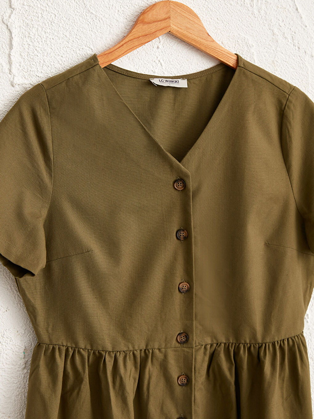 Haki Düz Poplin Elbise Anne Kız Kombini-3