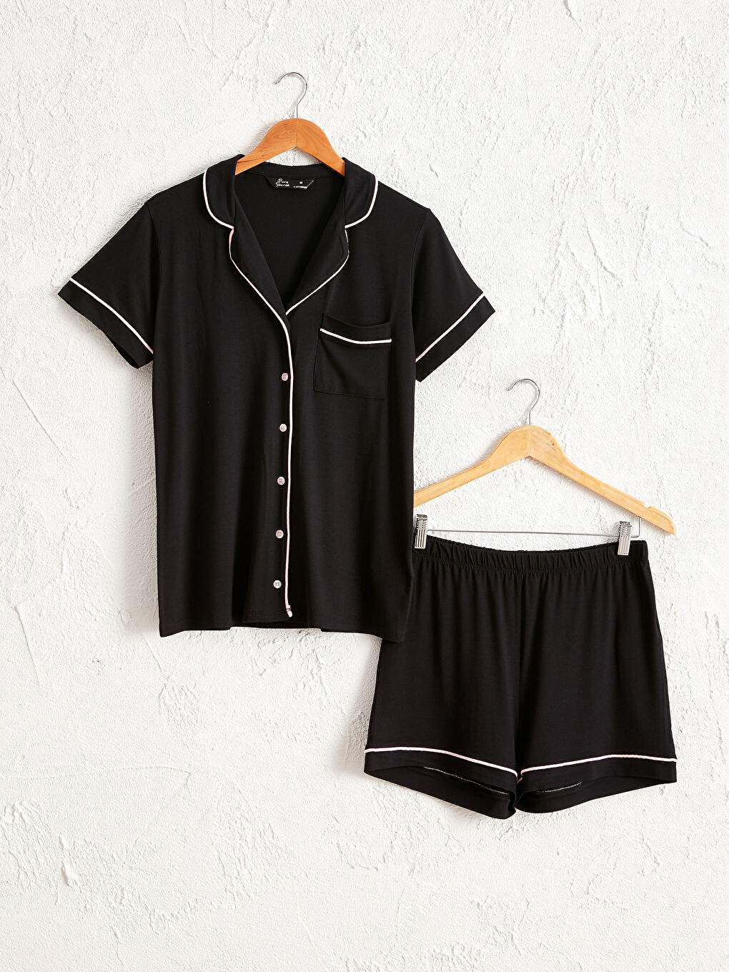 Strip Detailed Shorts Viscose Pajamas Set