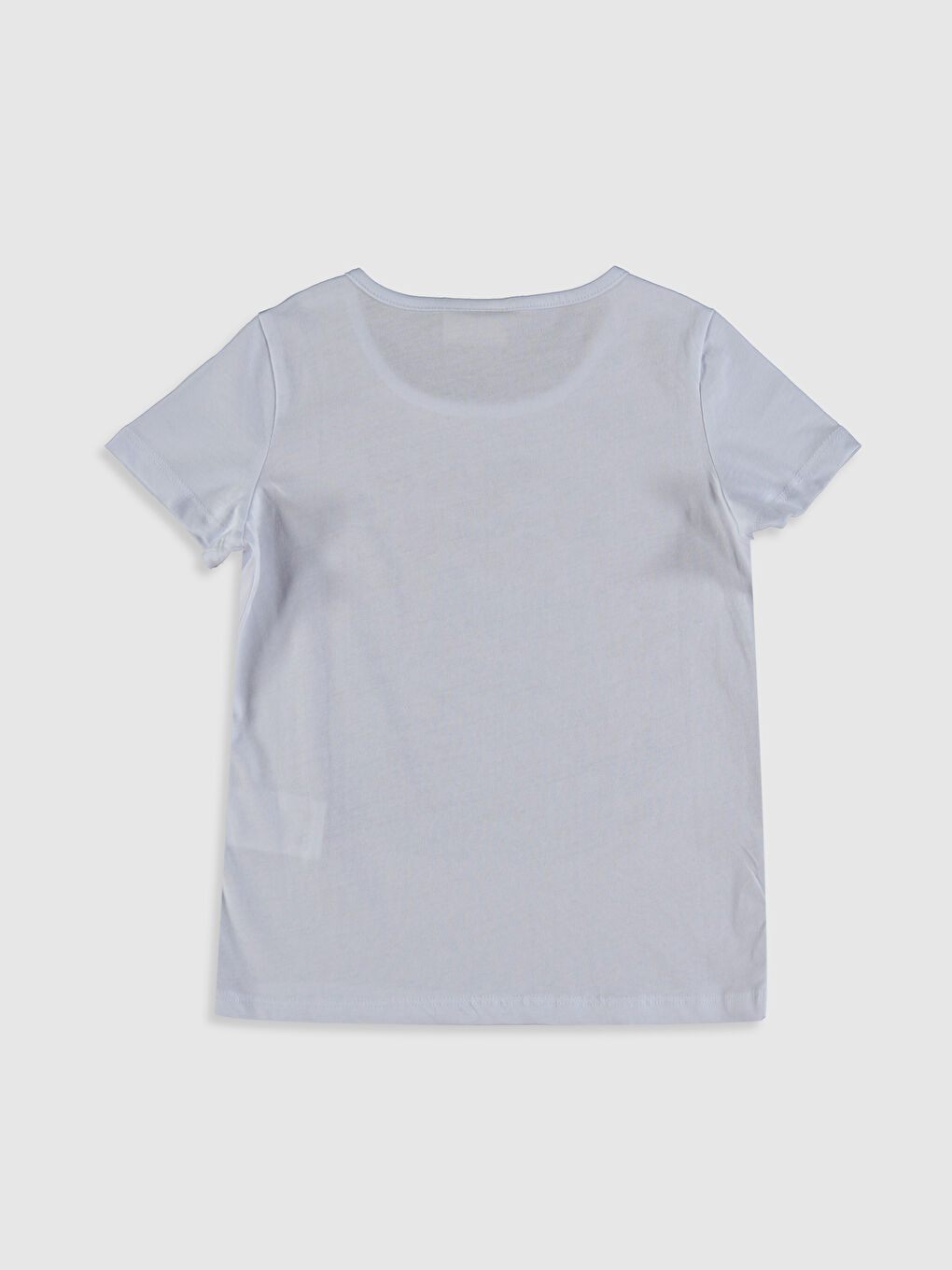 Beyaz Bisiklet Yaka Kısa Kollu Kız Çocuk Tişört-1