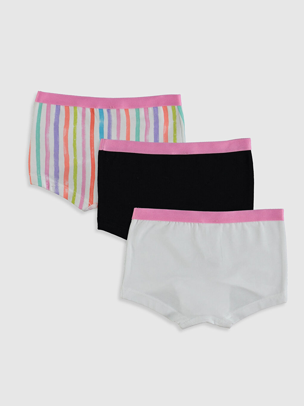 Beyaz Baskılı Pamuklu Kız Çocuk Boxer 3'lü-3