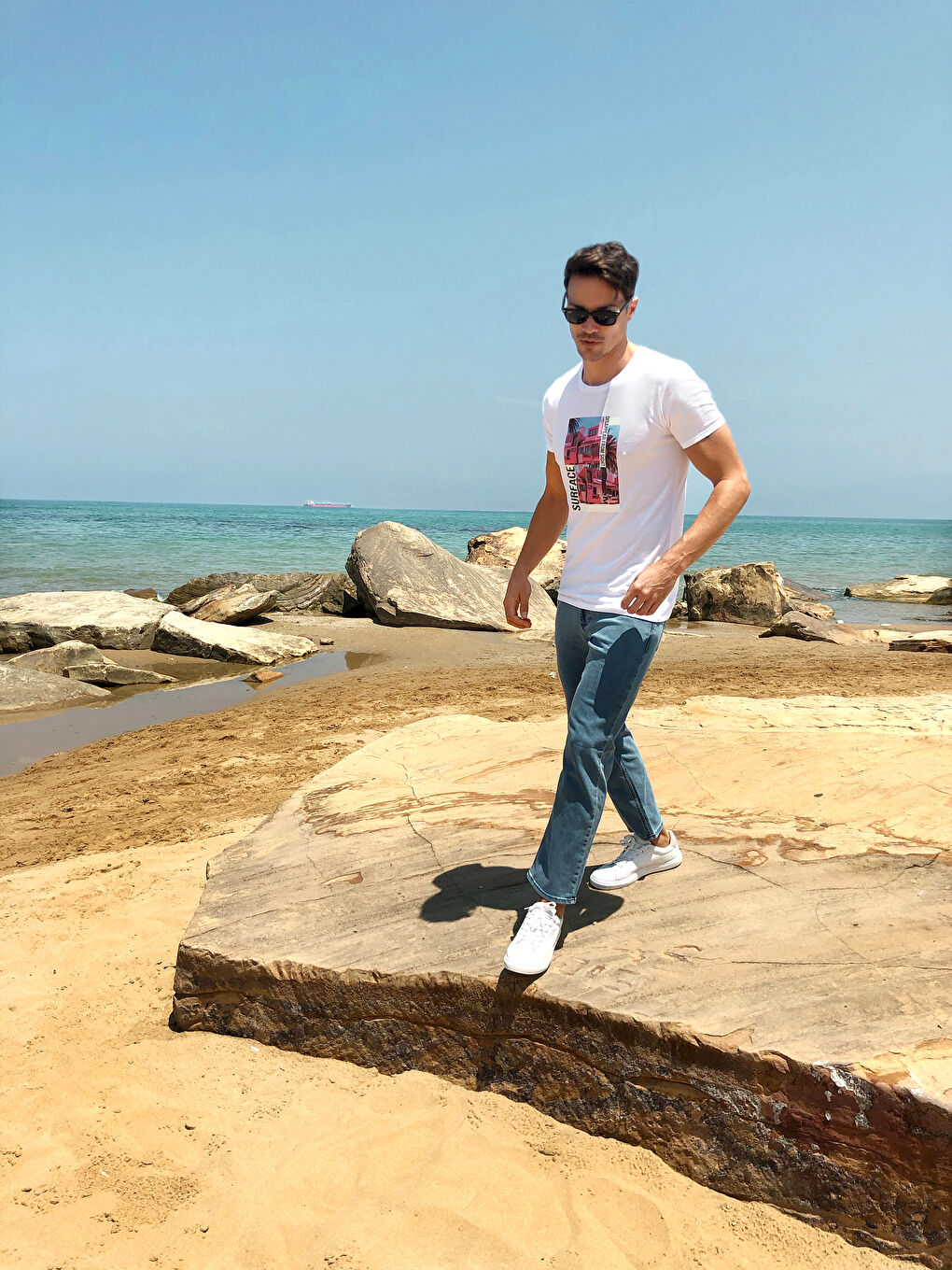 Crew Neck Printed Combed Cotton T-Shirt-2