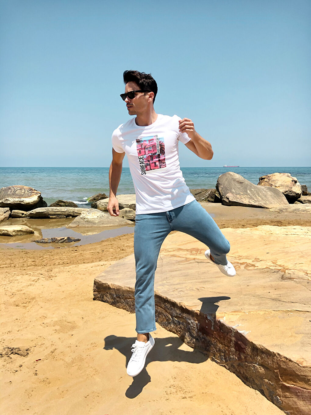 Crew Neck Printed Combed Cotton T-Shirt-1