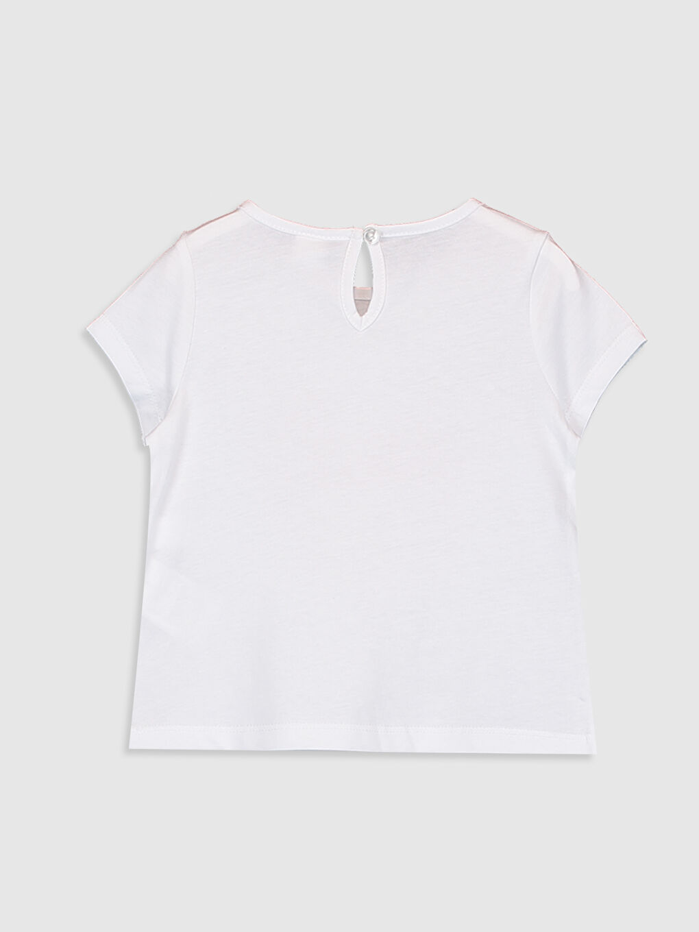 Beyaz Bisiklet Yaka Kısa Kol Baskılı Kız Bebek Tişört-1