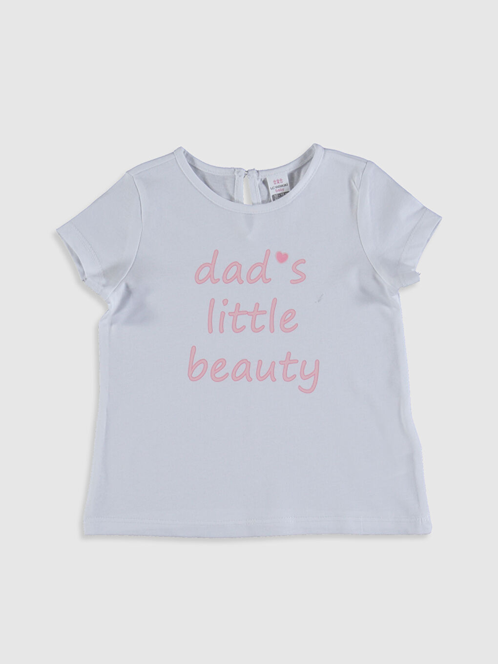 Beyaz Bisiklet Yaka Kısa Kollu Kız Bebek Tişört