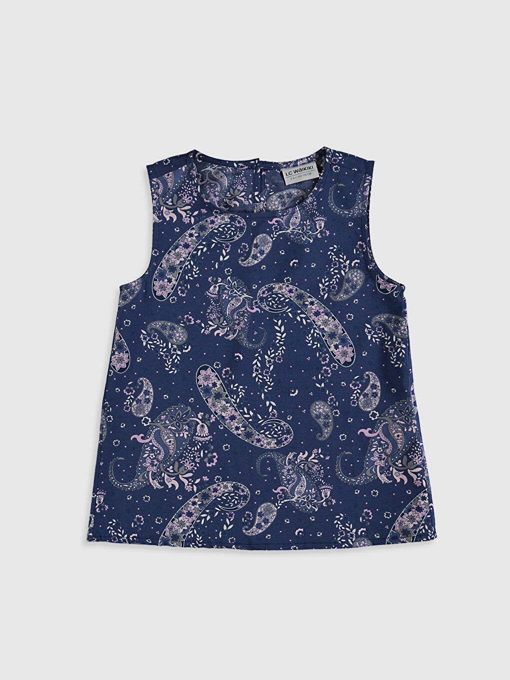 Antrasit Bisiklet Yaka Desenli Kız Çocuk Bluz